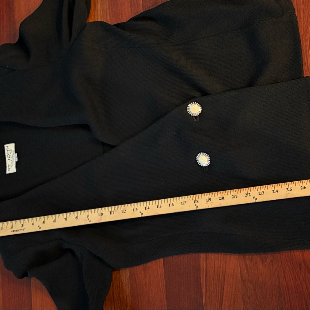 St. John Knit Suit Black 3 Piece Embroidered Jacket Pants & Skirt Size 16 - Picture 16 of 16